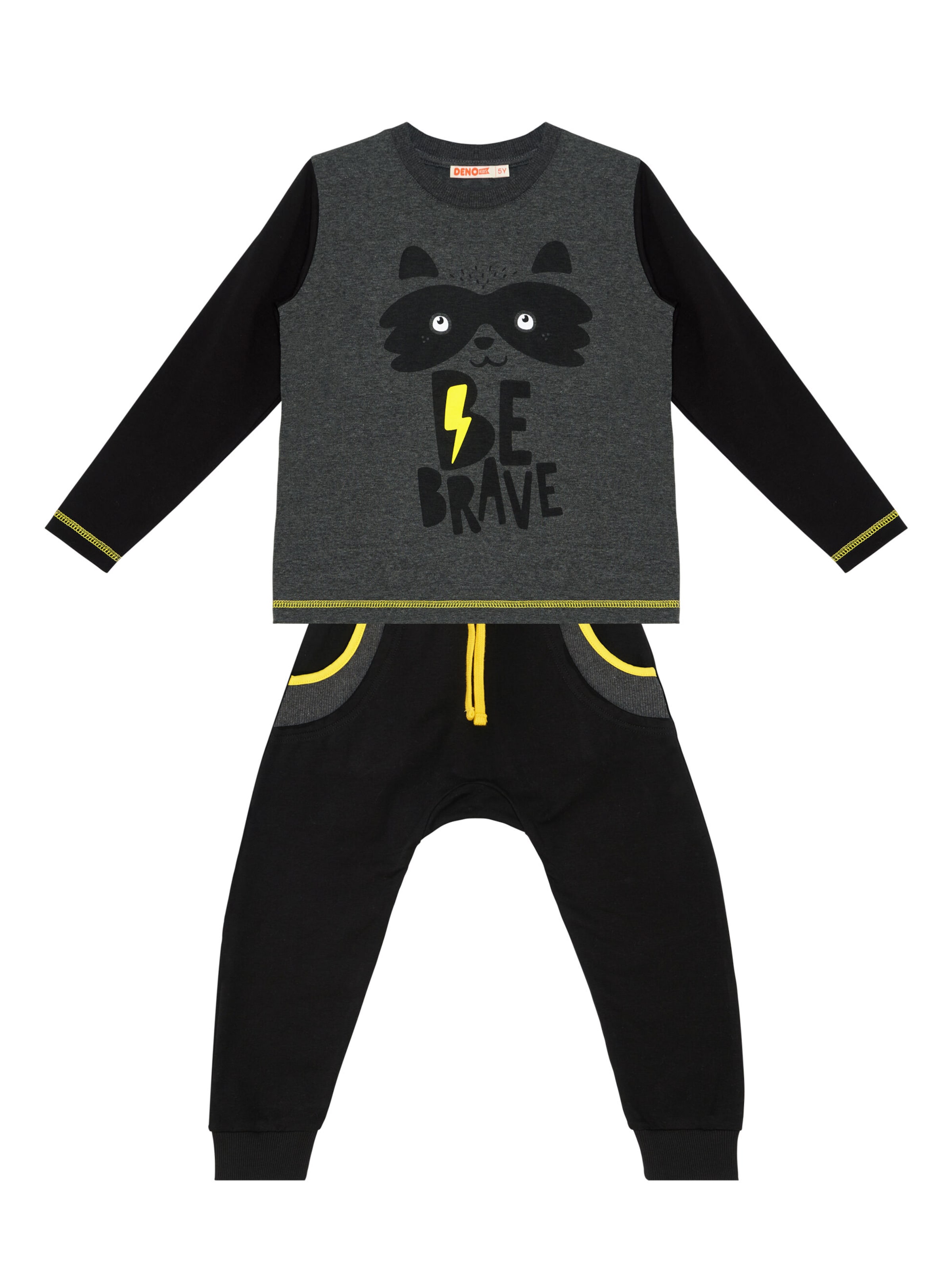 Denokids Set 'Be Brave' in Grau: Vorderseite