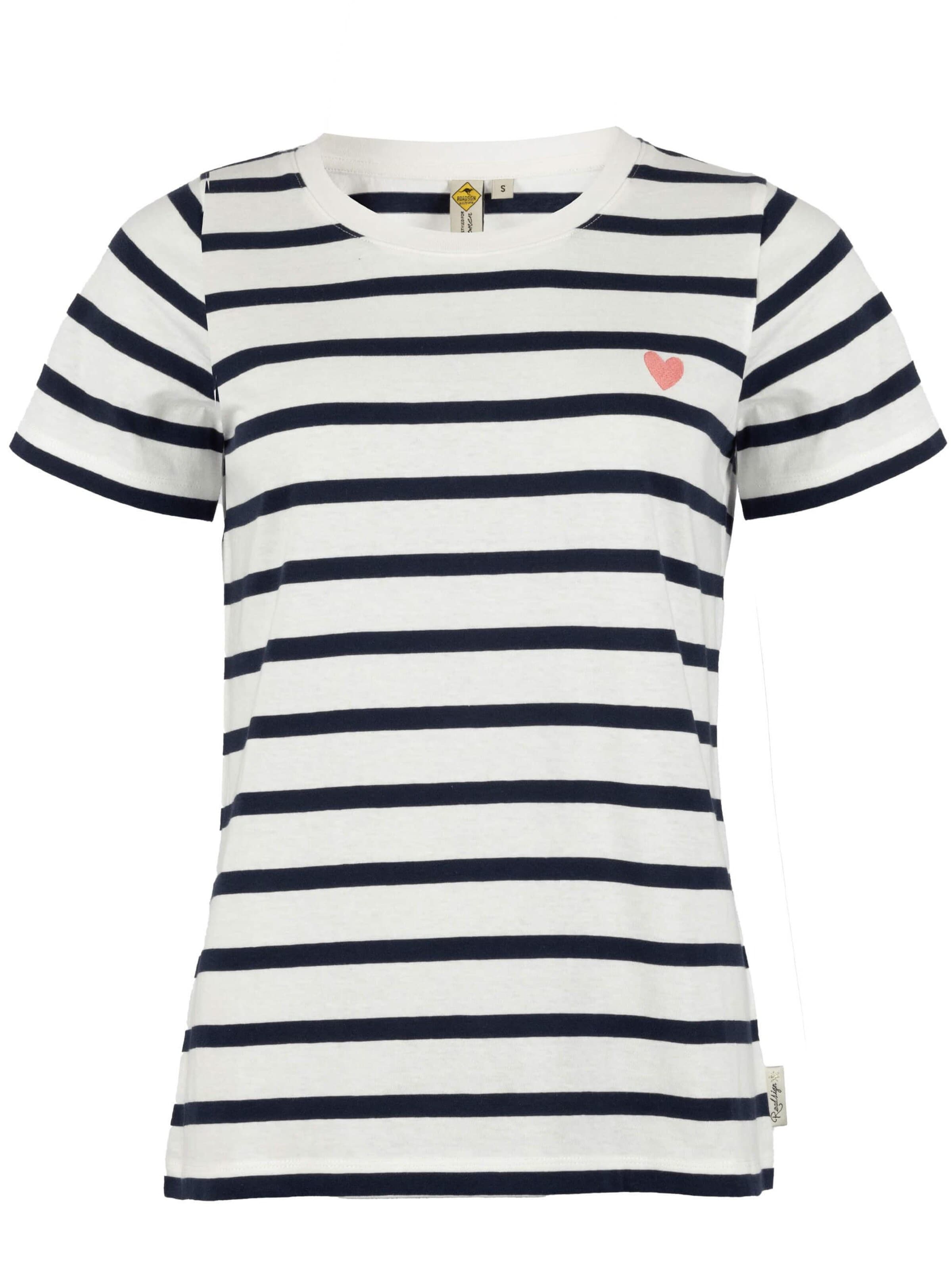 ROADSIGN australia Shirt 'T-Shirt Heart Stripes Streifenshirt aus Baumwolle im zeitlosen Design vielseitig tragbar' in Blue: front