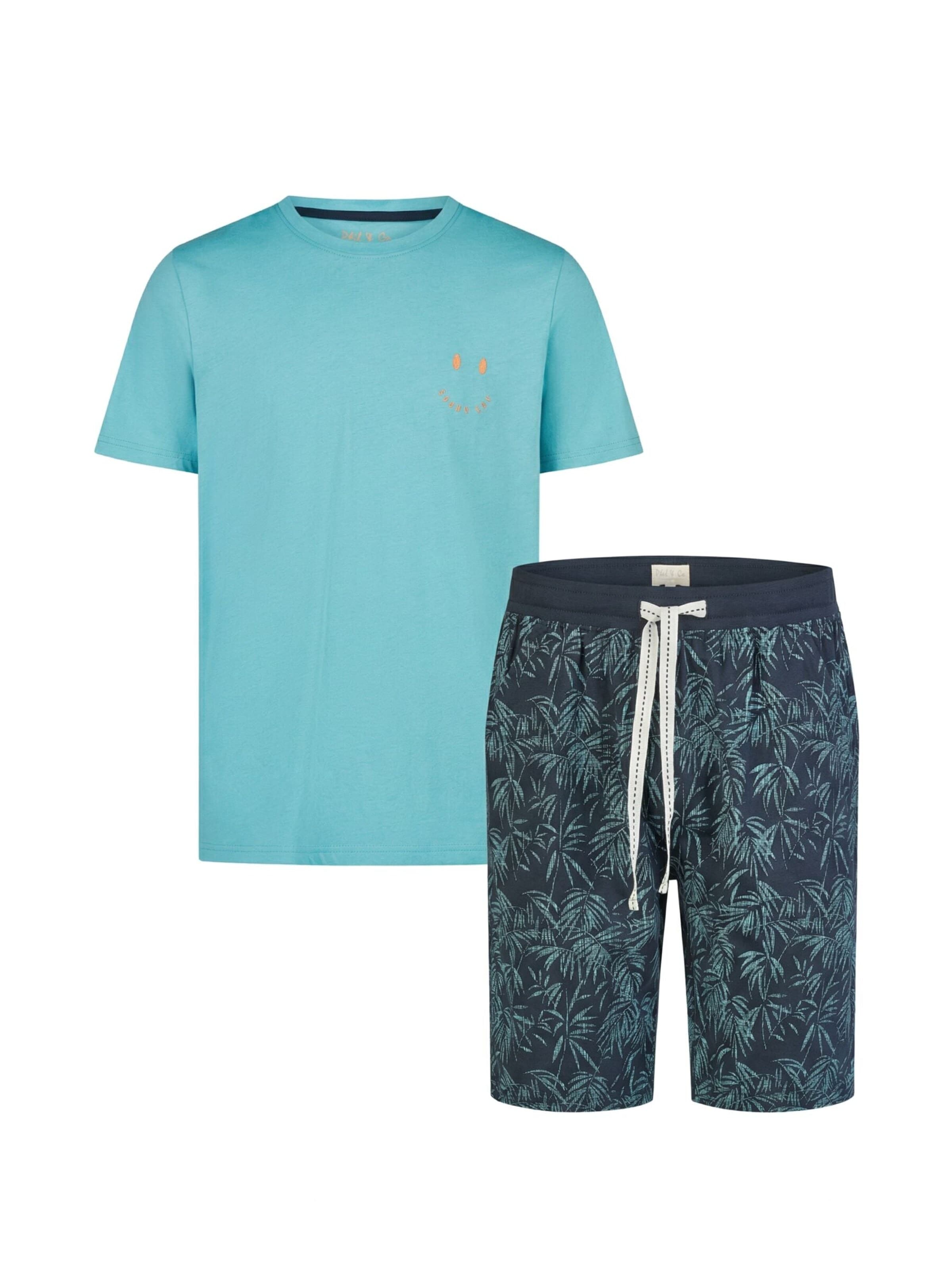 Phil & Co. Berlin Pyjama kurz 'Phil & Co. Berlin Men's Shorty Set – Cotton Pyjamas with Fashionable Print & Colour Gradient, Spring/Summer, S–XXL'‌‌‌‌‌‌‌‌ in L in türkis, Produktansicht