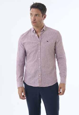 Jimmy Sanders Regular fit Overhemd in Rood: voorkant