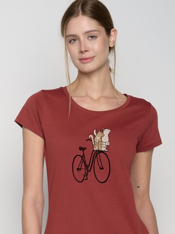 GREENBOMB Shirt 'Bike Cats Basket' in Rood
