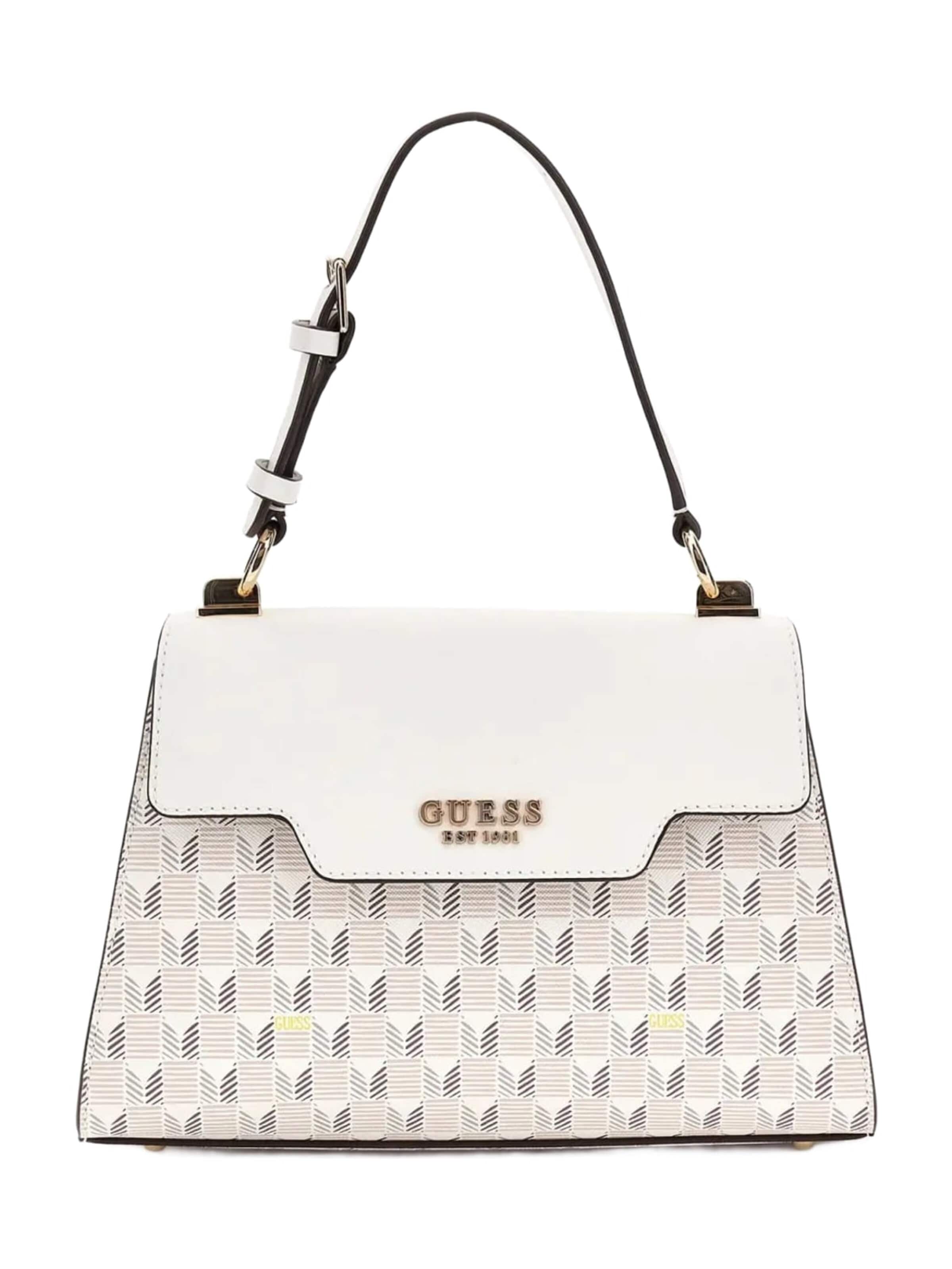 GUESS - Malas de tiracolo 'Guess Sac Rabat Hallie Top Handle Fl Stone Logo' em rosa: frente
