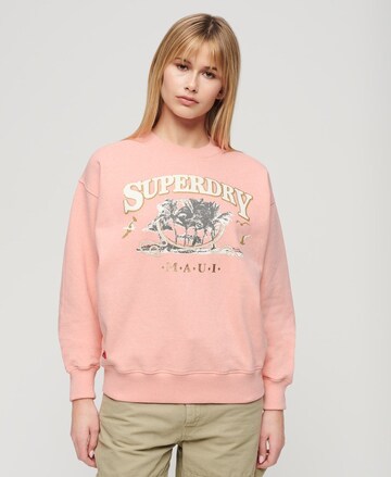 Sweat-shirt 'Travel Souvenir' Superdry en rose : devant