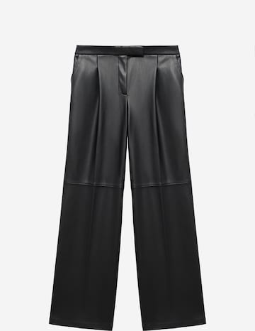 MANGO Wide Leg Laskoshousut 'Riga' värissä musta: etupuoli