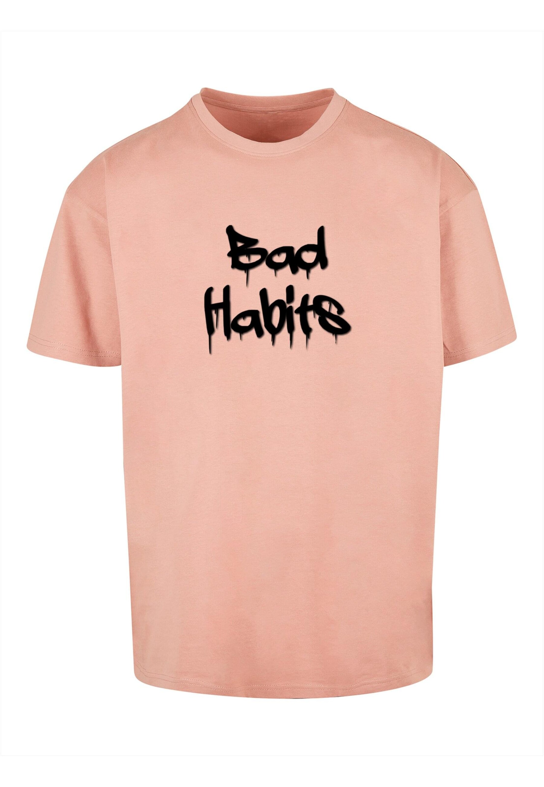 T-Shirt 'Bad Habits' Merchcode en rose : devant