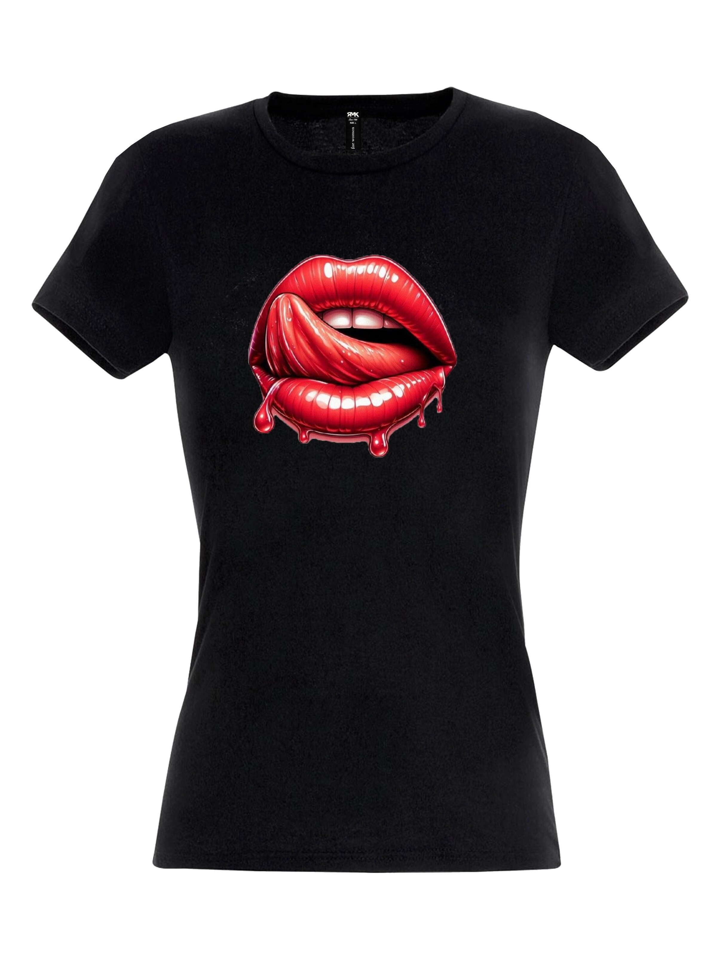 RMK Shirt 'Lippen Kussmund Graffiti' in White: front