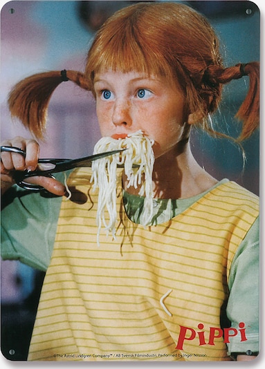 LOGOSHIRT Blechschild Pippi-Langstrumpf - Spaghetti DIN A5 in One Size in mischfarben, Produktansicht
