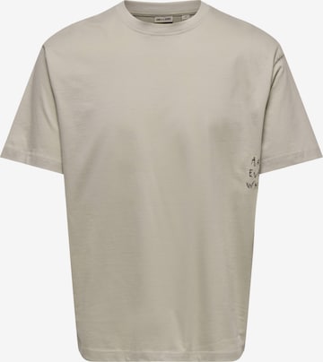 ONLY Shirt 'ONLY - Heren t-shirt' in Beige: voorkant
