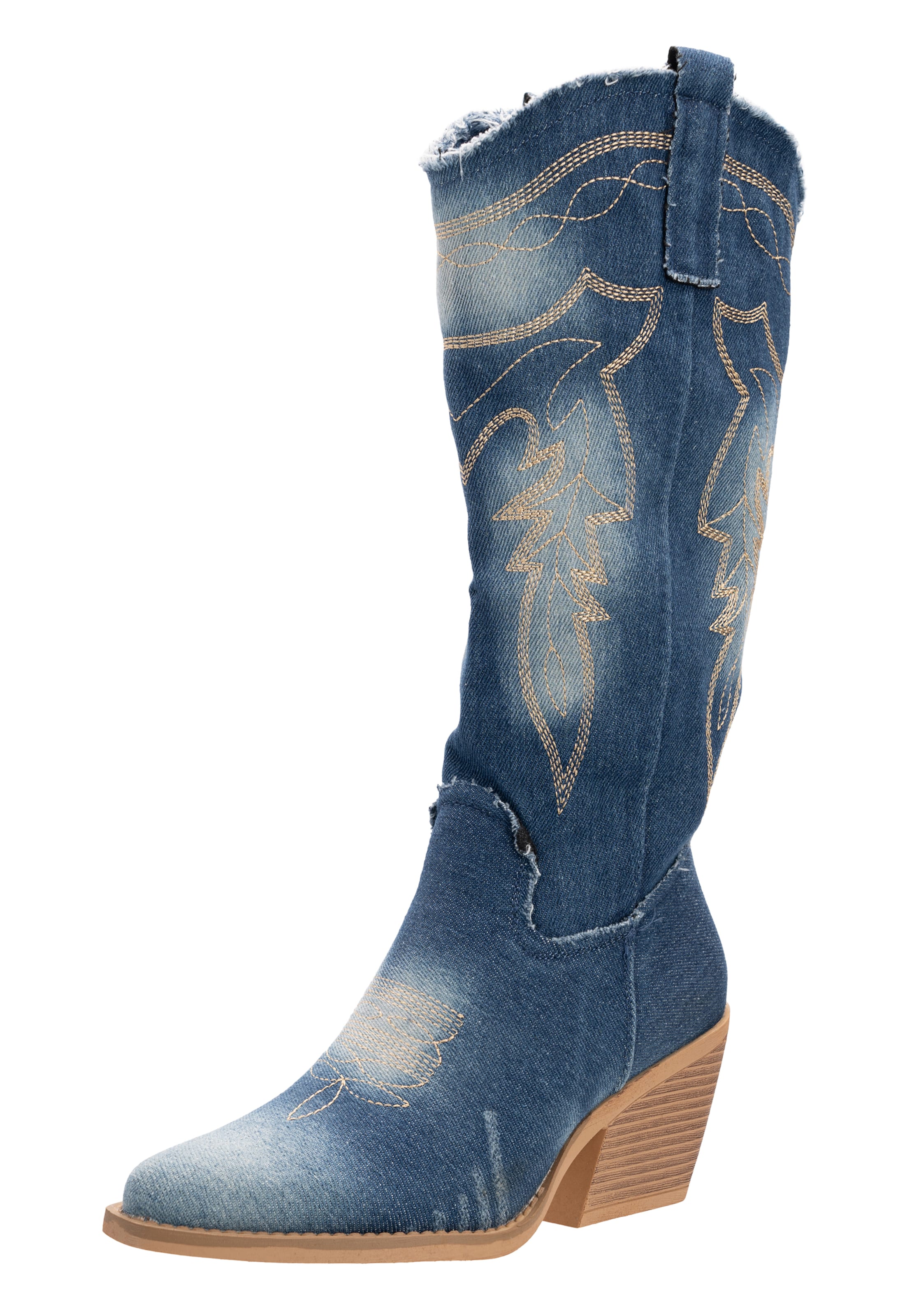 Salinyang Cowboylaarzen in Blauw: voorkant