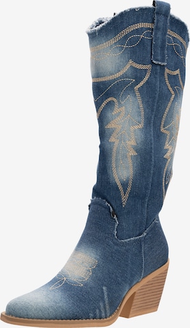 Salinyang Cowboylaarzen in Blauw: voorkant