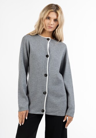 usha BLACK LABEL Knit Cardigan in Grey: front