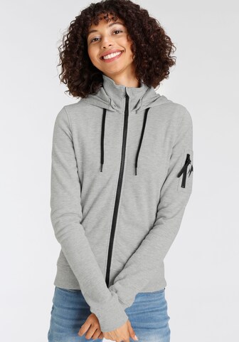 ALPENBLITZ Zip-Up Hoodie 'French Terry' in Grey: front