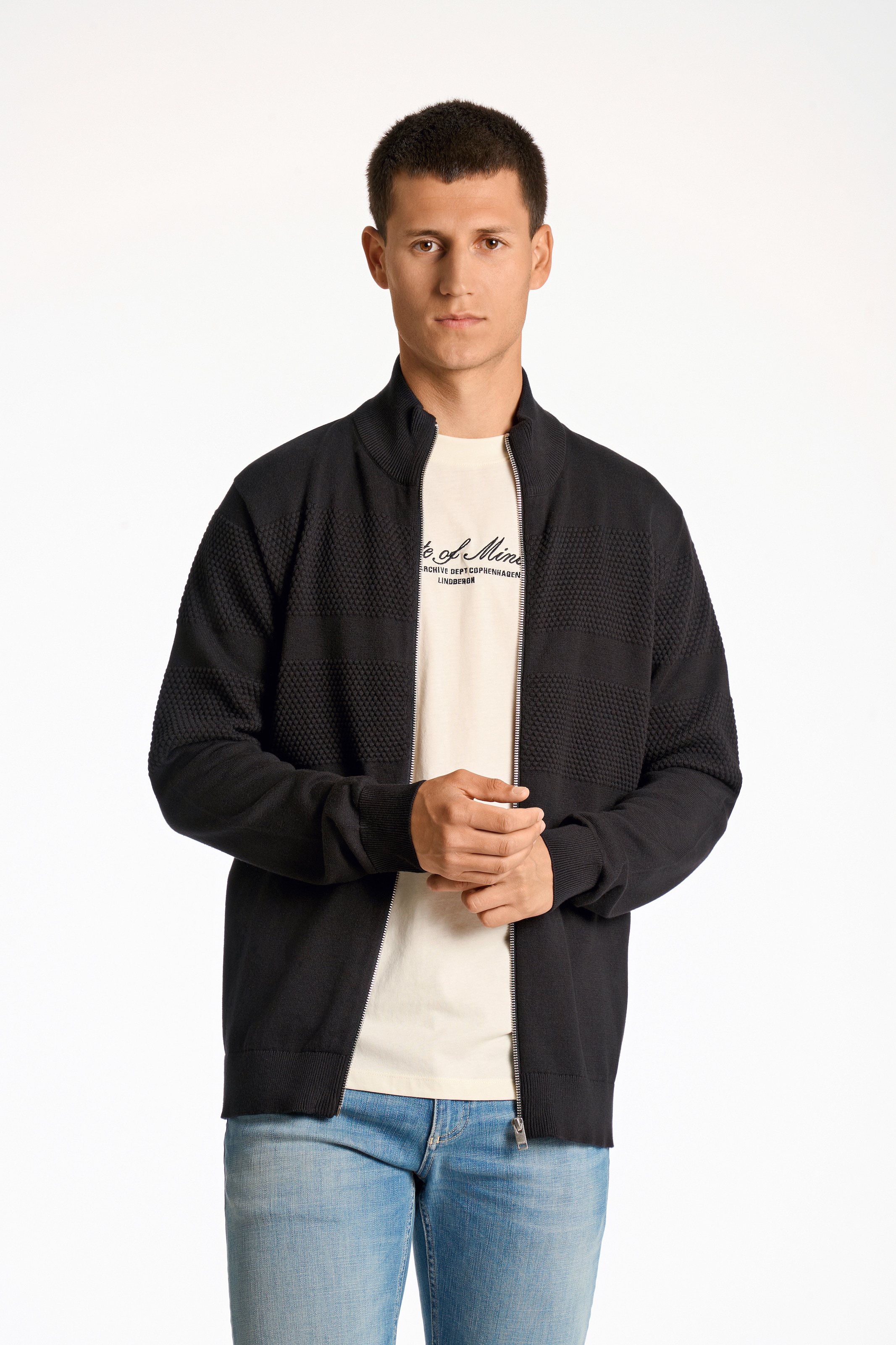 Lindbergh Knit Cardigan in Black: front