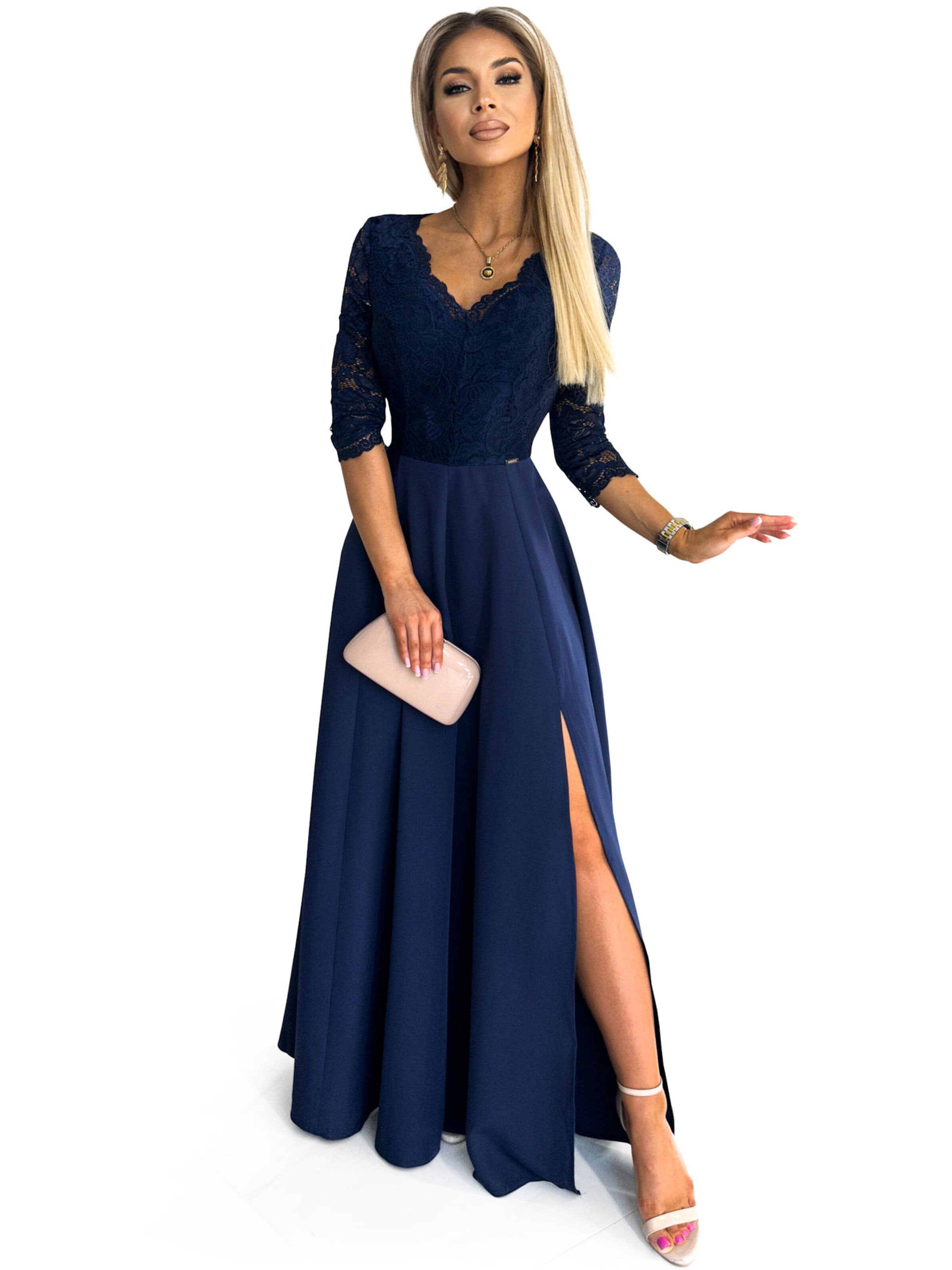 Numoco Abendkleid 'Maxikleid Amber'‌‌‌‌‌‌‌‌‌‌ in Blau: Vorderseite