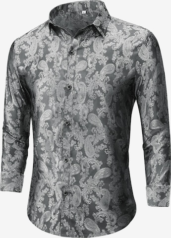 YOUTHUP Button Up Shirt 'Stick' in Grey: front