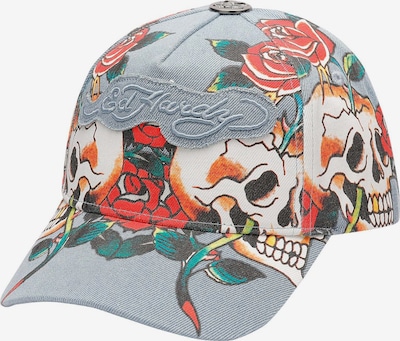 Kepurė 'Skull Rose' iš Ed Hardy, spalva – žalsvai mėlyna / tamsiai (džinso) mėlyna / omarų spalva / juoda, Prekių apžvalga