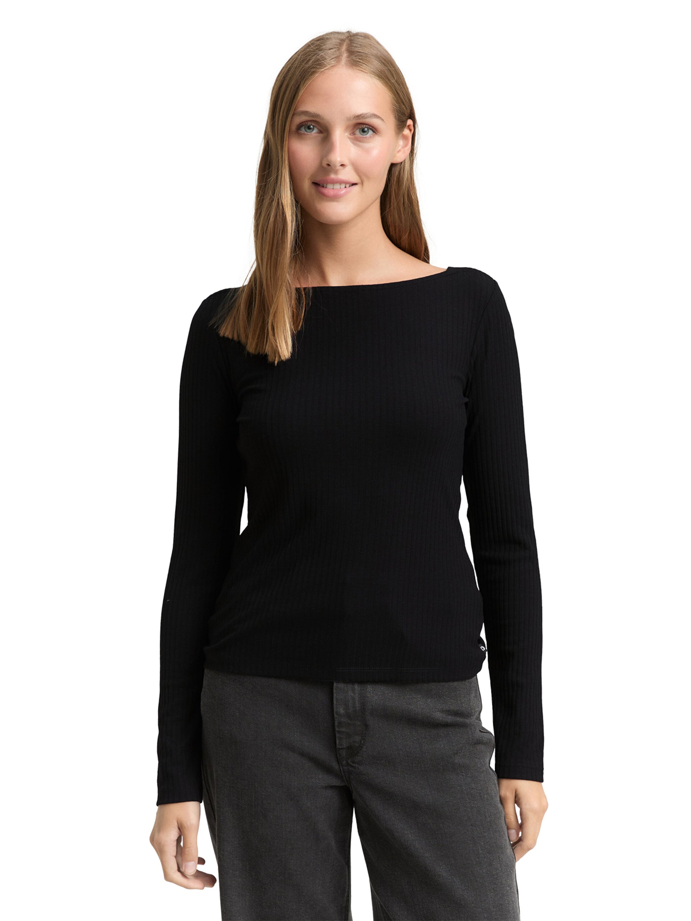 TOM TAILOR DENIM Футболка в Черный: спереди