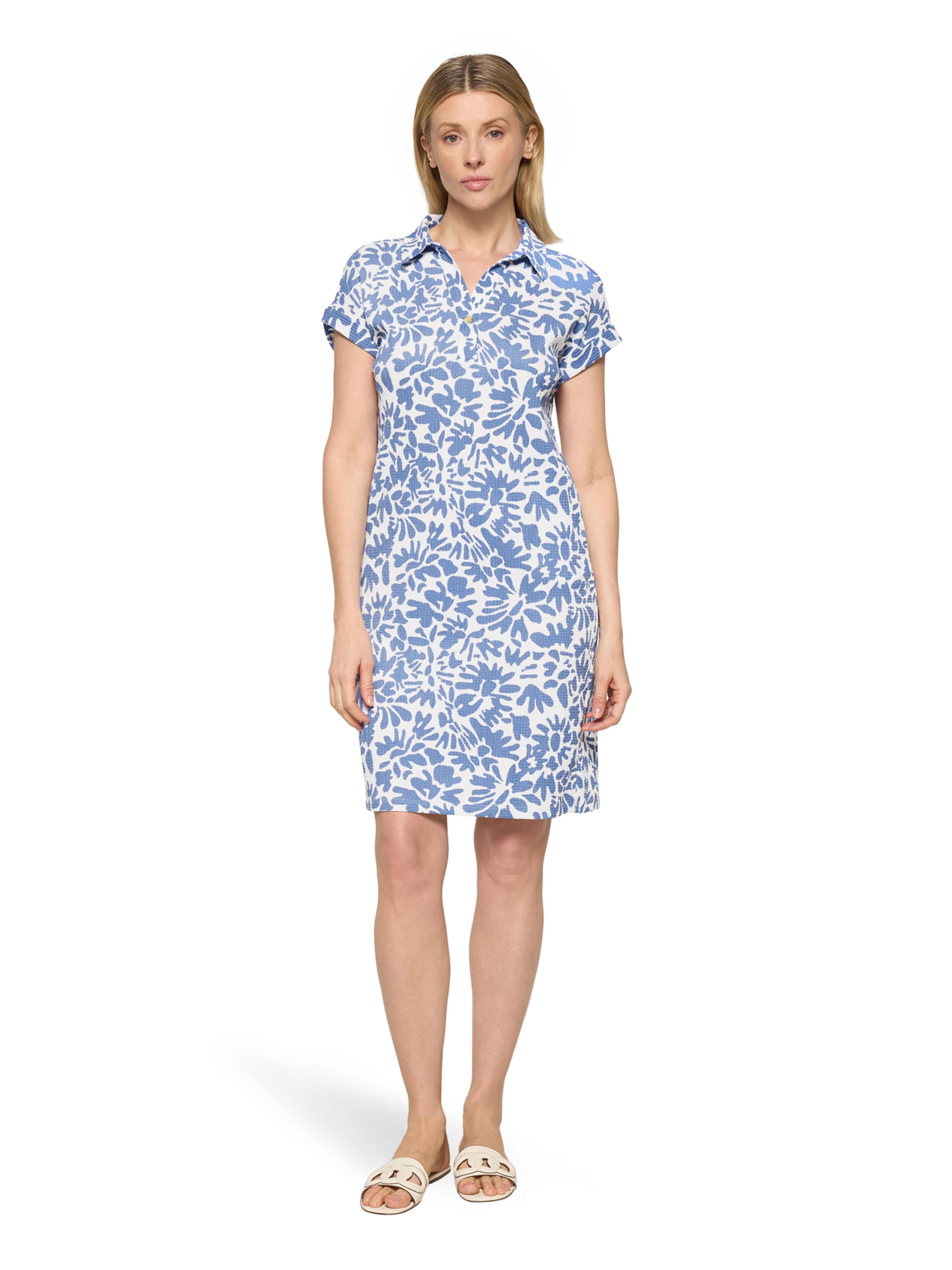 Cartoon Casual-Kleid mit überschnittenen Ärmeln in Weiß: Vorderseite