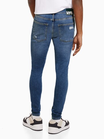 Bershka Slimfit Džíny – modrá