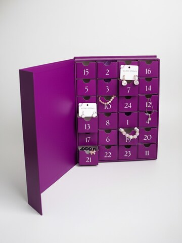 Parure de bijoux 'Advent Calendar' Secret Stones en violet : devant
