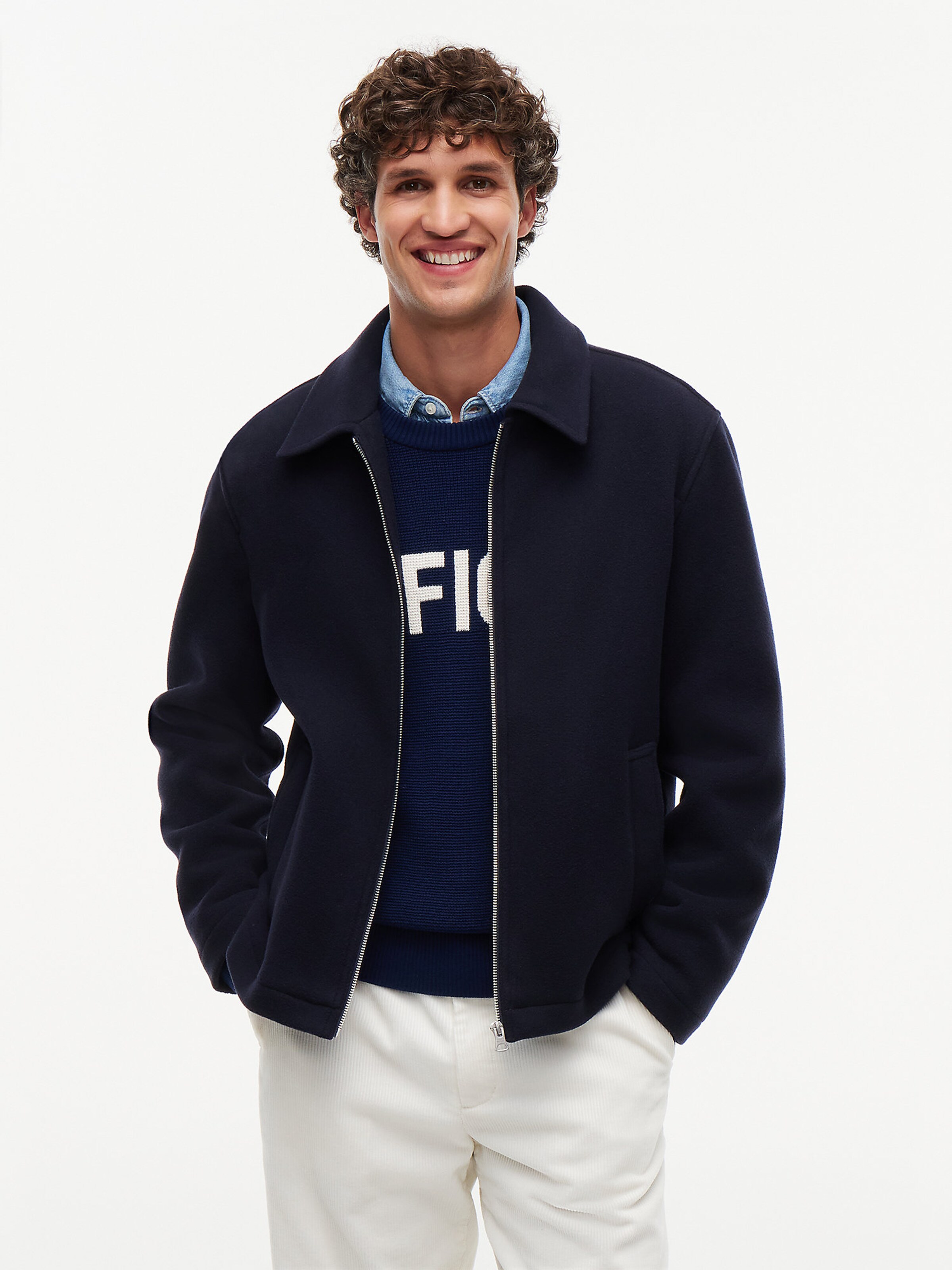 TOMMY HILFIGER Between-season jacket in Blue: front