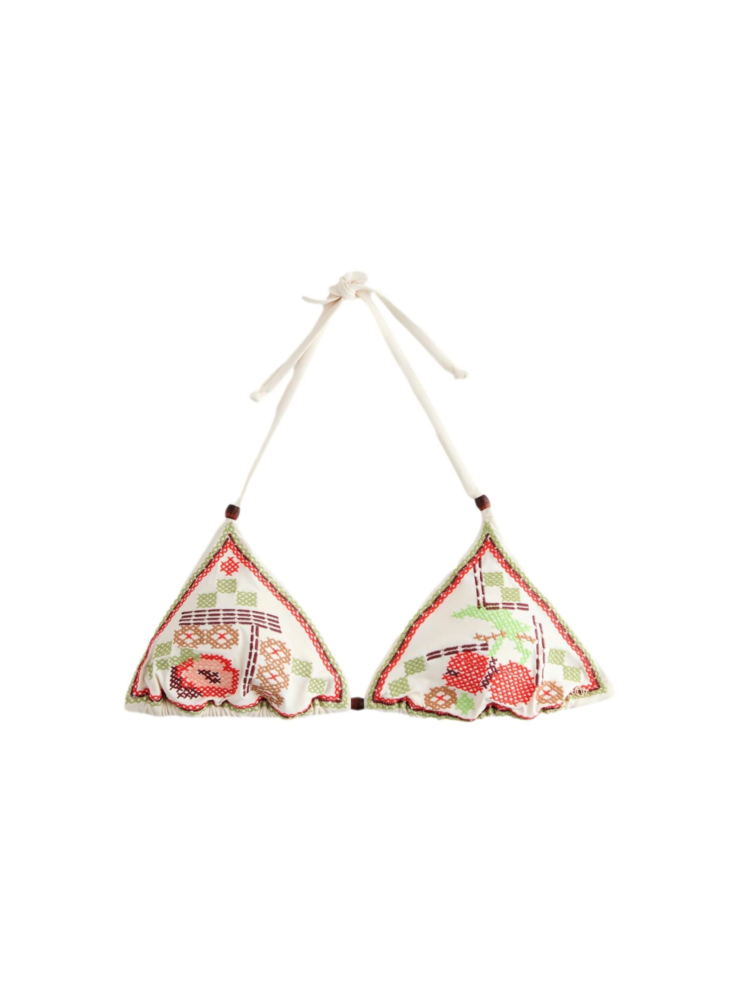 Next Bikini top in Cream / Light green / Red / Burgundy, Item view