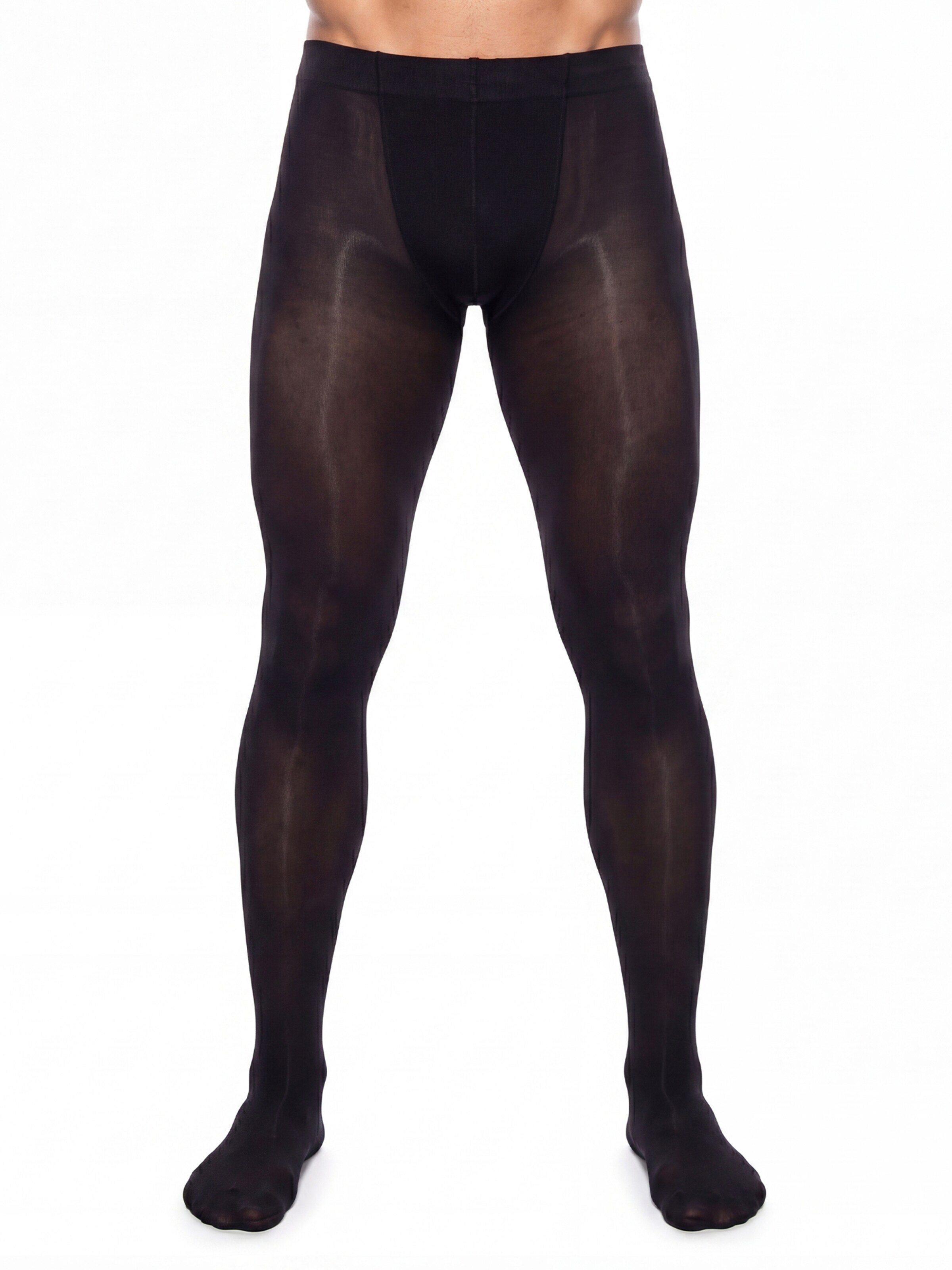 GLAMORY Lange Unterhose 'Microman 100 Microfaser Herrenstrumpfhose'‌‌‌‌‌‌‌ in Schwarz: Vorderseite