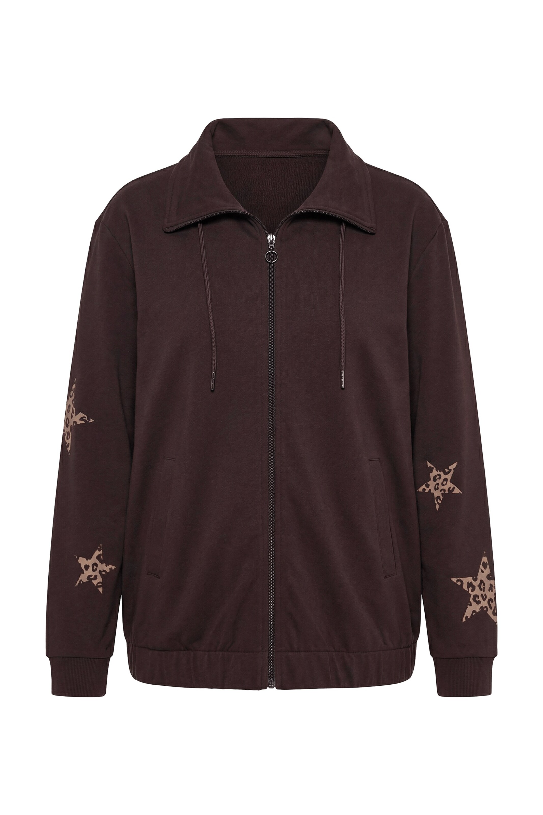 Ulla Popken Sweatvest in Bruin: voorkant