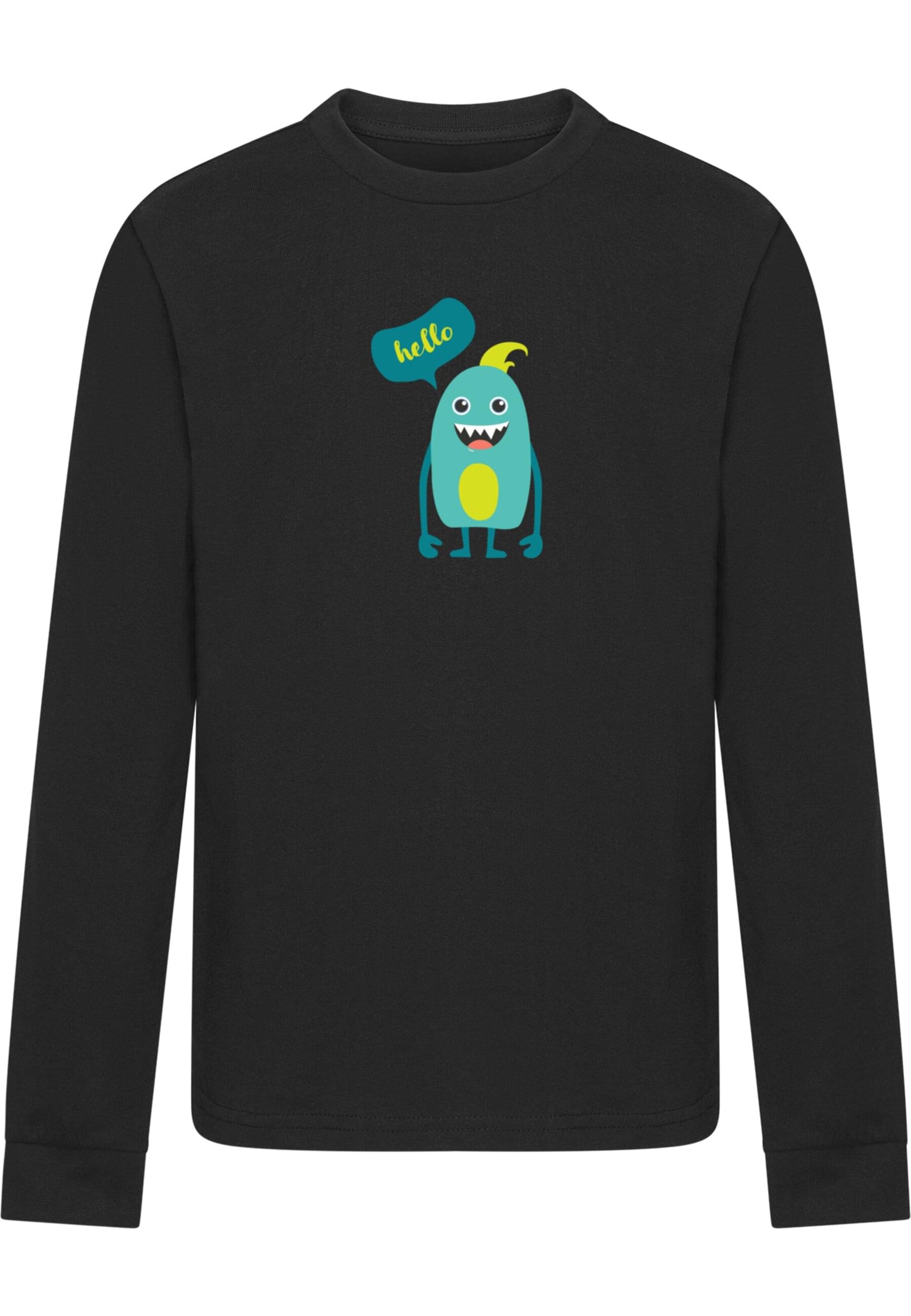 Merchcode Shirt 'Monster Hello' in Schwarz: Vorderseite