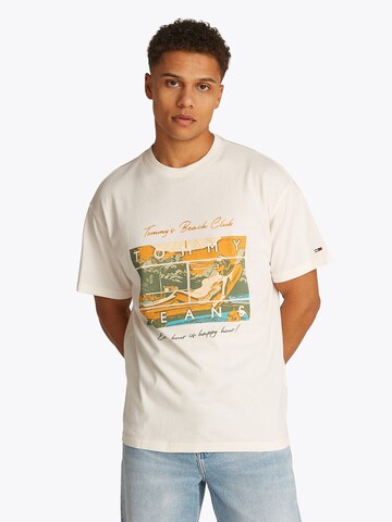 Tricou 'BEACH CLUB' de la Tommy Jeans pe alb: față