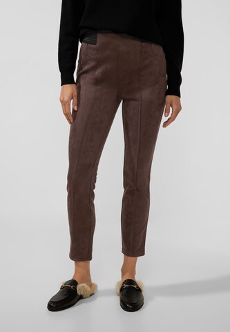 Skinny Pantalon 'Hope' STREET ONE en marron : devant