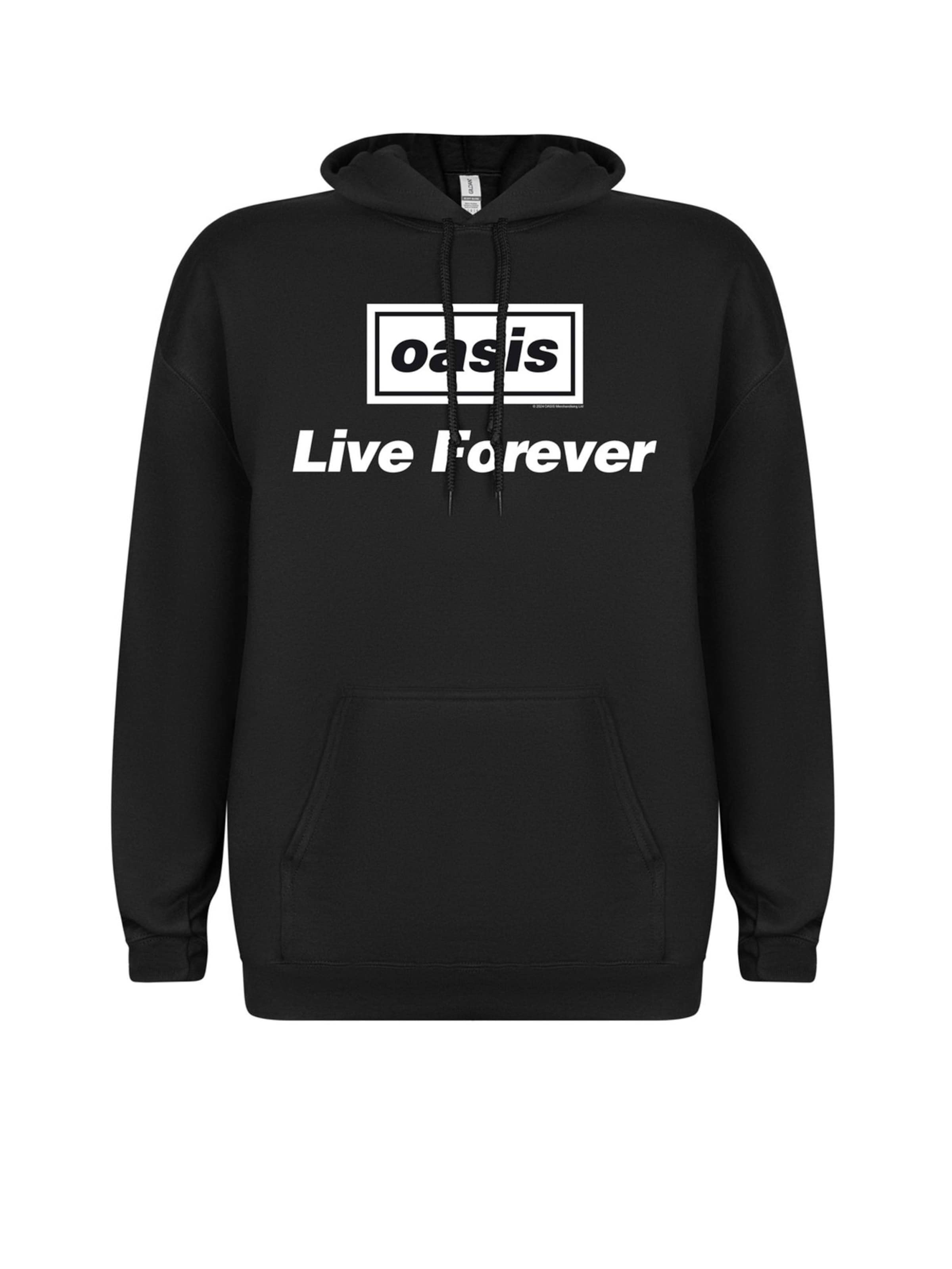 Oasis Sweatshirt 'Oasis Live Forever Kapuzenpullover' in Zwart: voorkant