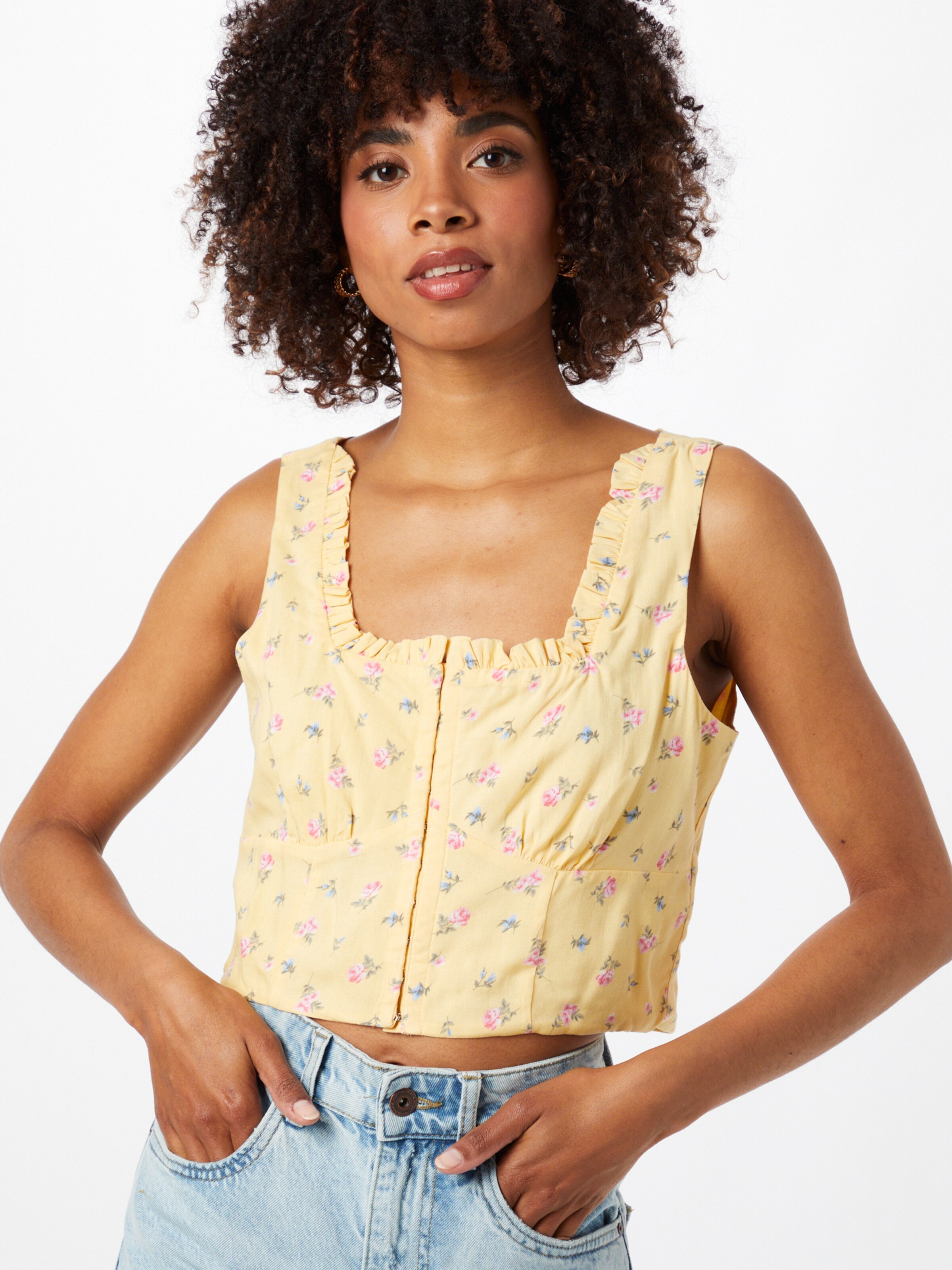 yellow floral bardot top