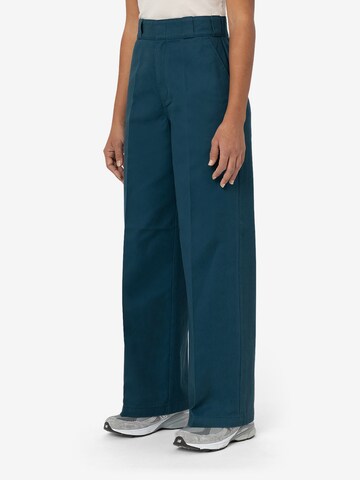 DICKIES Wide leg Trousers with creases 'GROVE HILL REC' in Blue