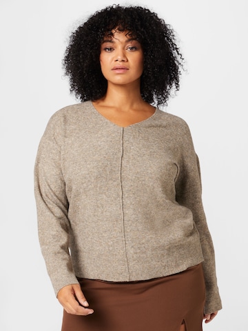 ABOUT YOU Curvy Sweater 'Asta' in Brown: front