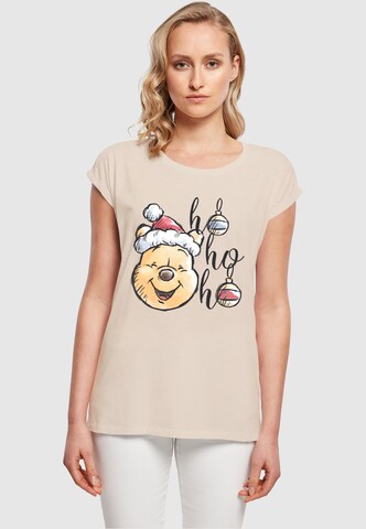 ABSOLUTE CULT Shirt 'Winnie The Pooh - Ho Ho Ho Baubles' in Beige: front