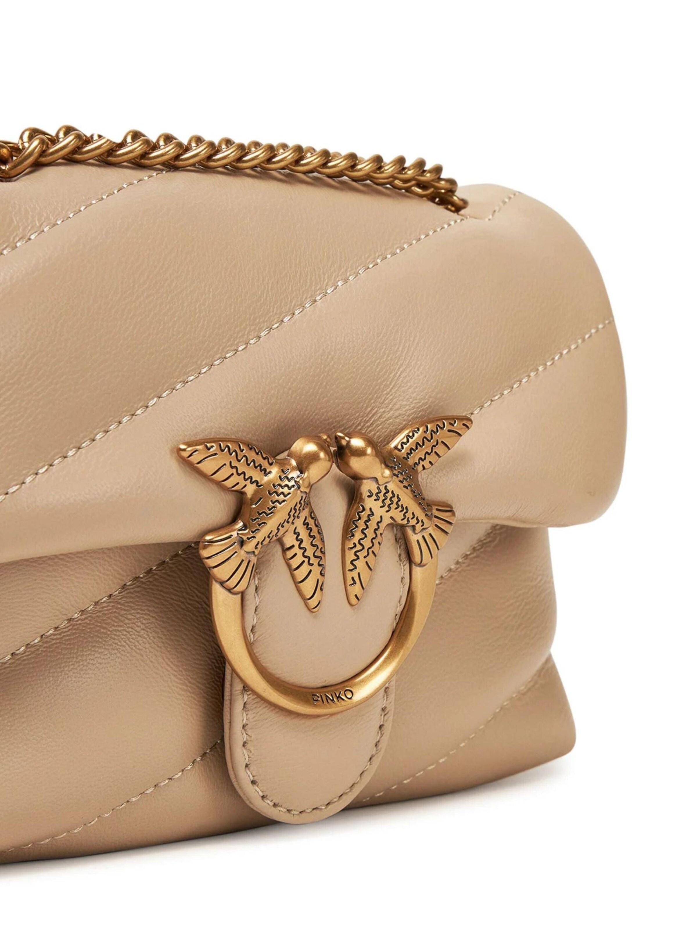 PINKO Schoudertas 'Pinko Sac Rabat Love Puff Baby Cl Sheep Nappa Beige' in Beige