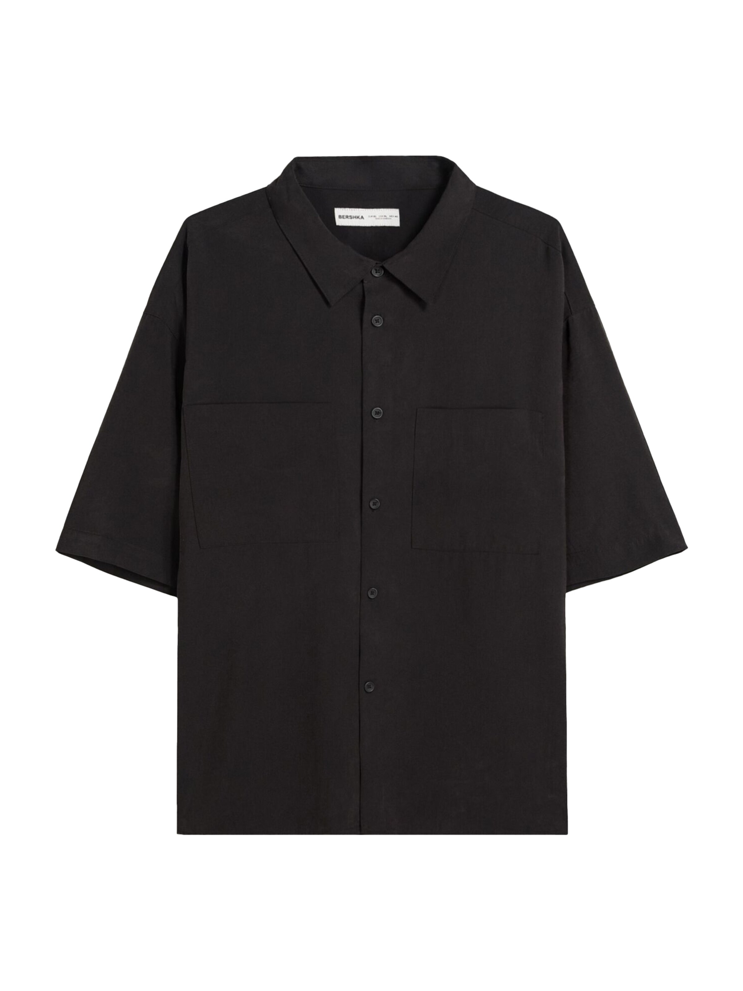 Bershka Comfort fit Button Up Shirt in Black: front
