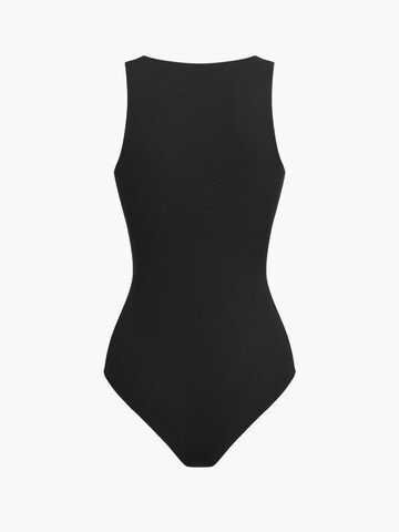 cfab by creamy fabrics Shapingbody 'Crew Neck Bodysuit String' in Zwart