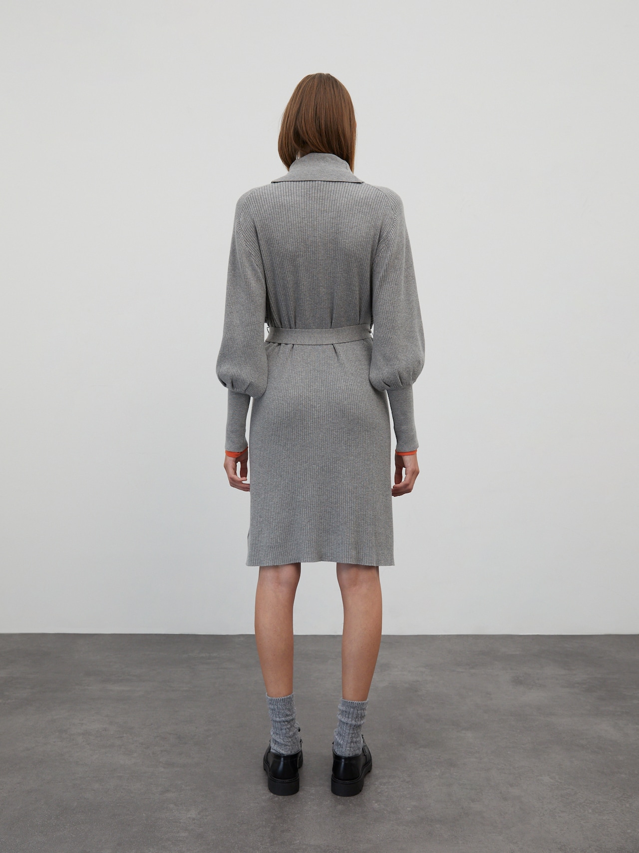 EDITED Gebreide jurk 'Malene' Grijs gemêleerd