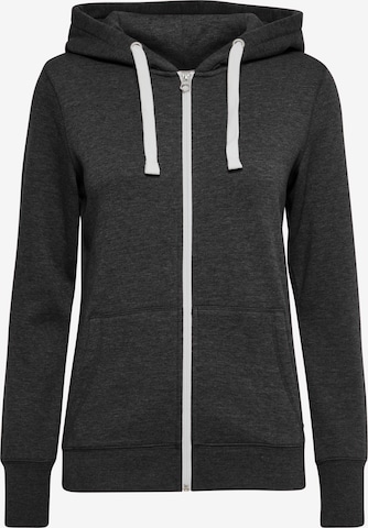 Oxmo Zip-Up Hoodie in Grey: front