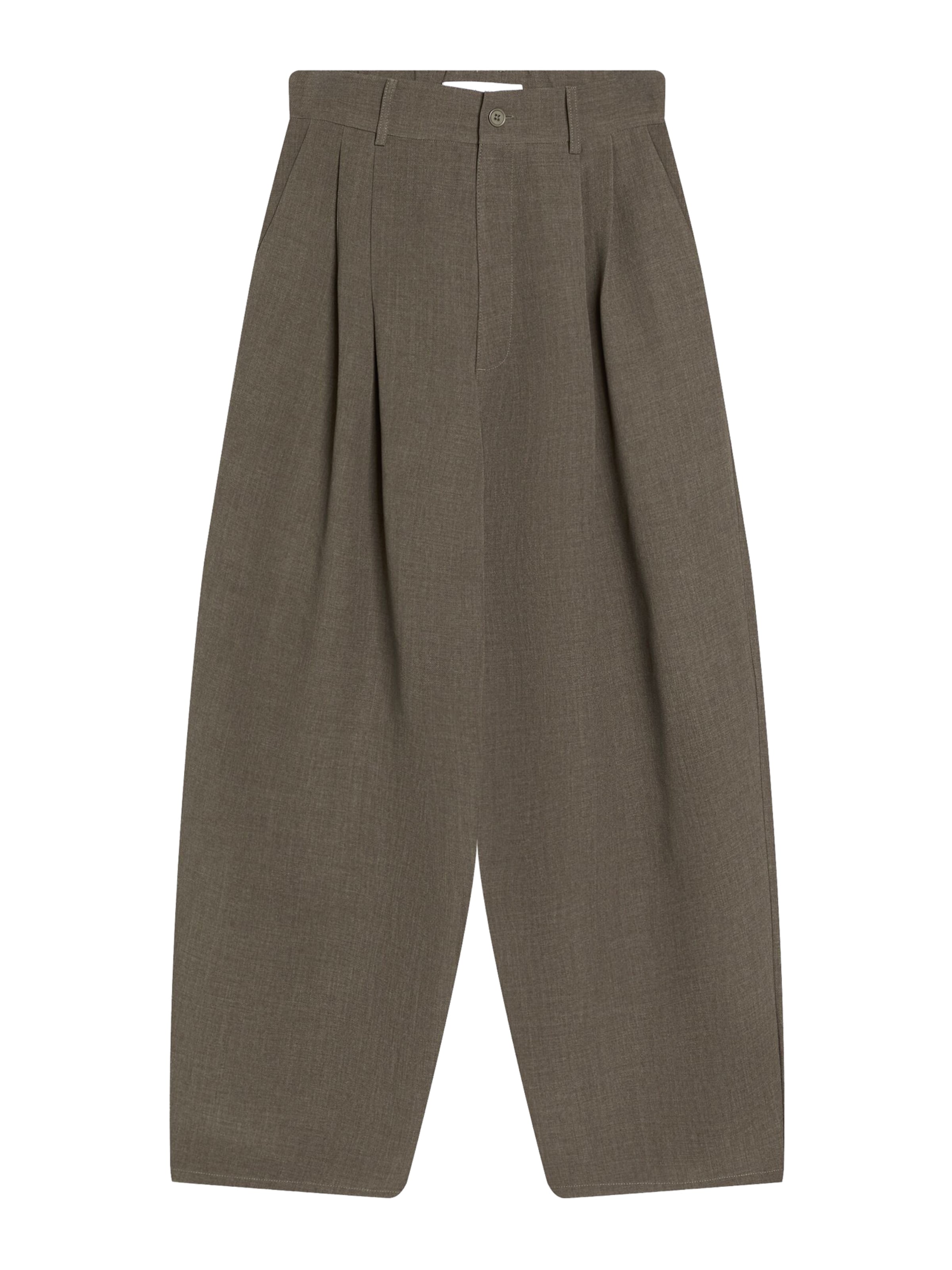 BershkaWide Leg/ Široke nogavice Hlače s naborima - zelena boja: prednji dio