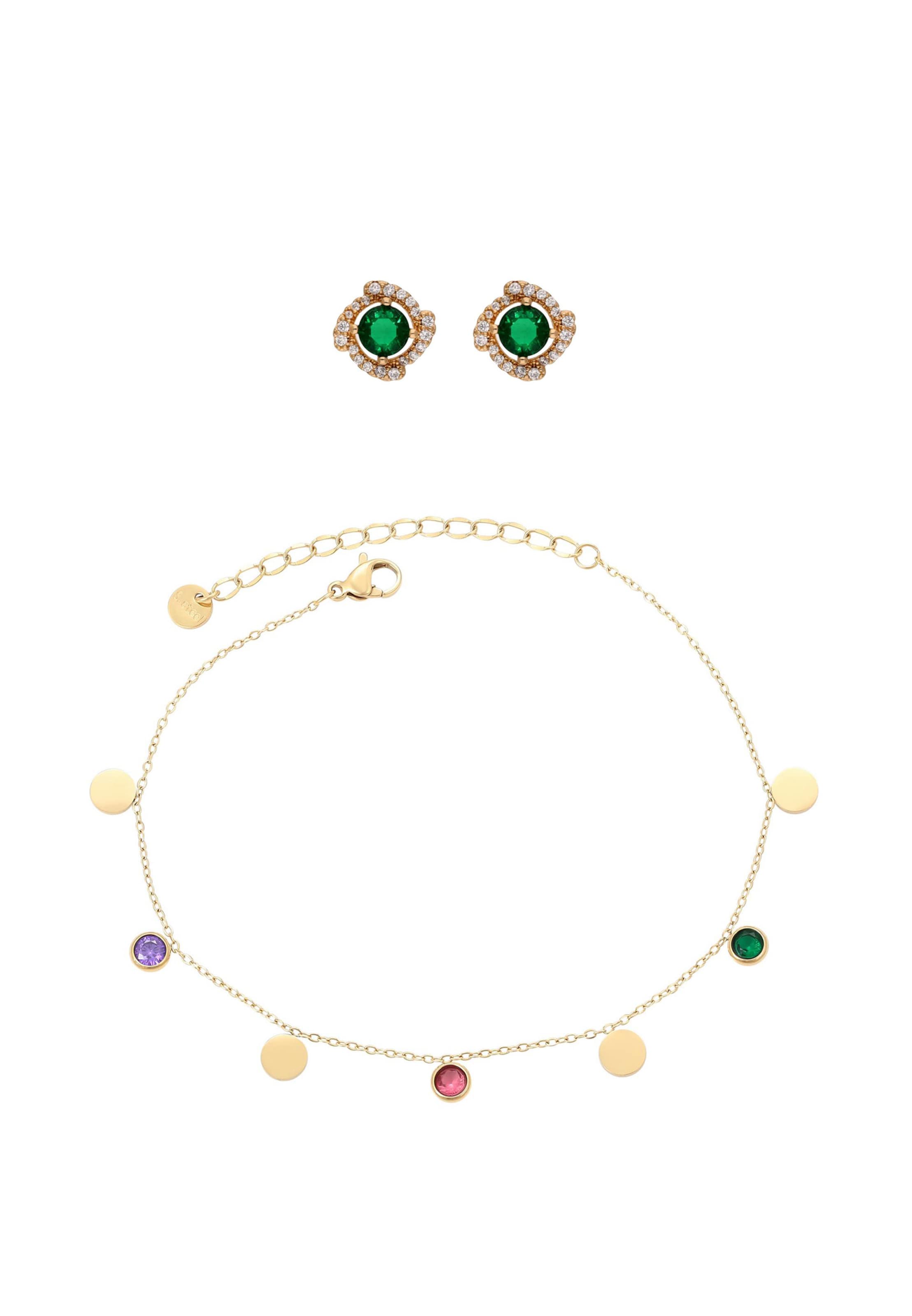 faina Conjuntos de bijuteria em ouro / esmeralda / roxo / transparente, Vista do artigo
