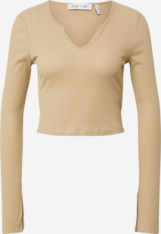 T-shirt NU-IN en beige : devant