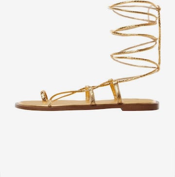 MANGO Strap Sandals 'Gozo1' in Gold: front