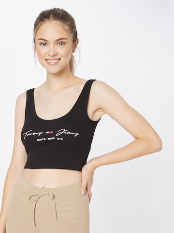 Tommy Jeans Top in Black: front