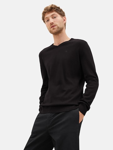 TOM TAILOR Regularny krój Sweter w kolorze czarny: przód