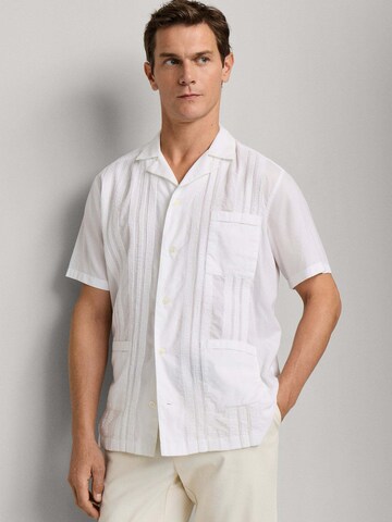 Hackett London Slim fit Overhemd 'Poplin Cruise' in Wit: voorkant