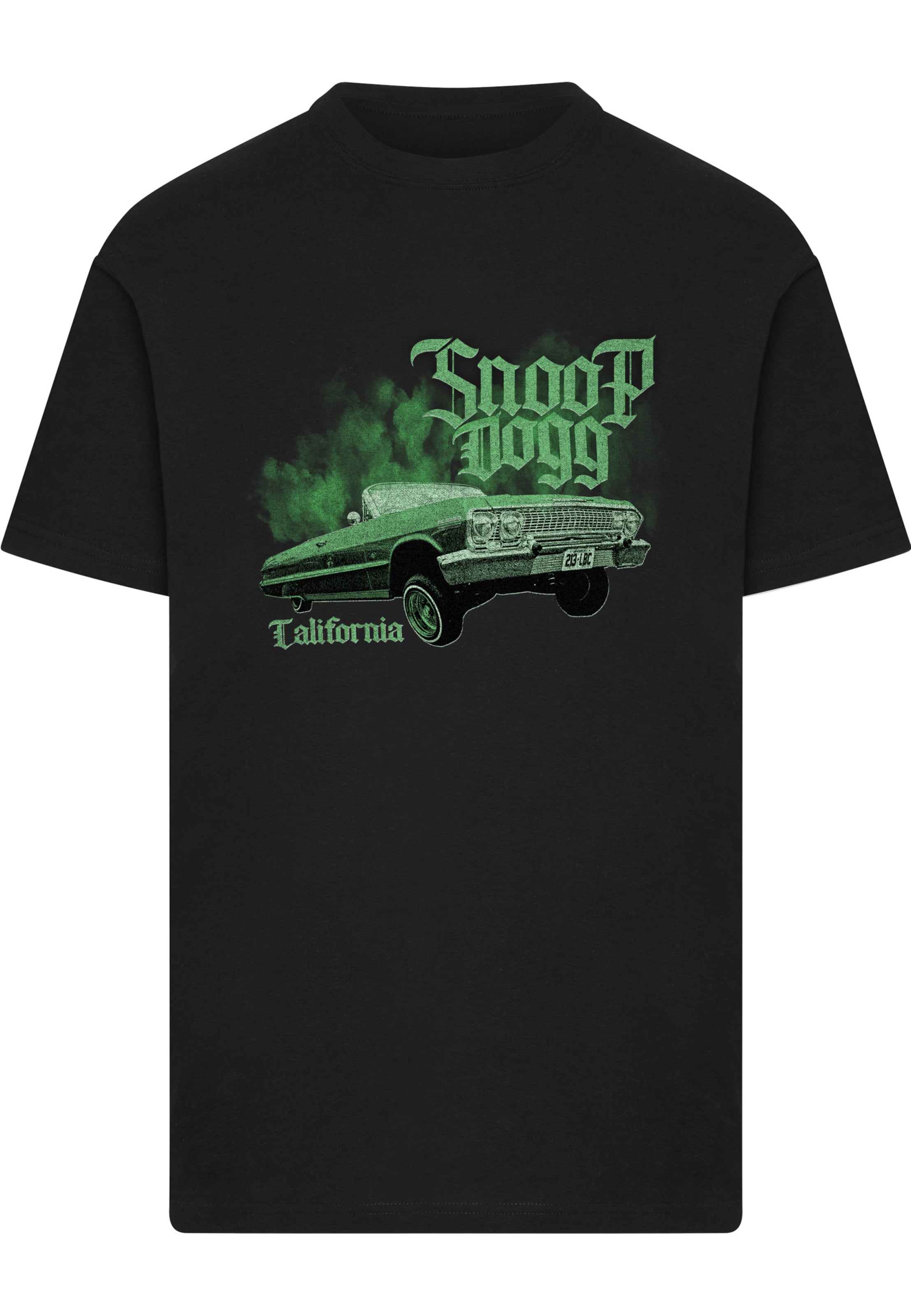 Merchcode Shirt 'Snoop Dogg Lowrider' in Zwart: voorkant