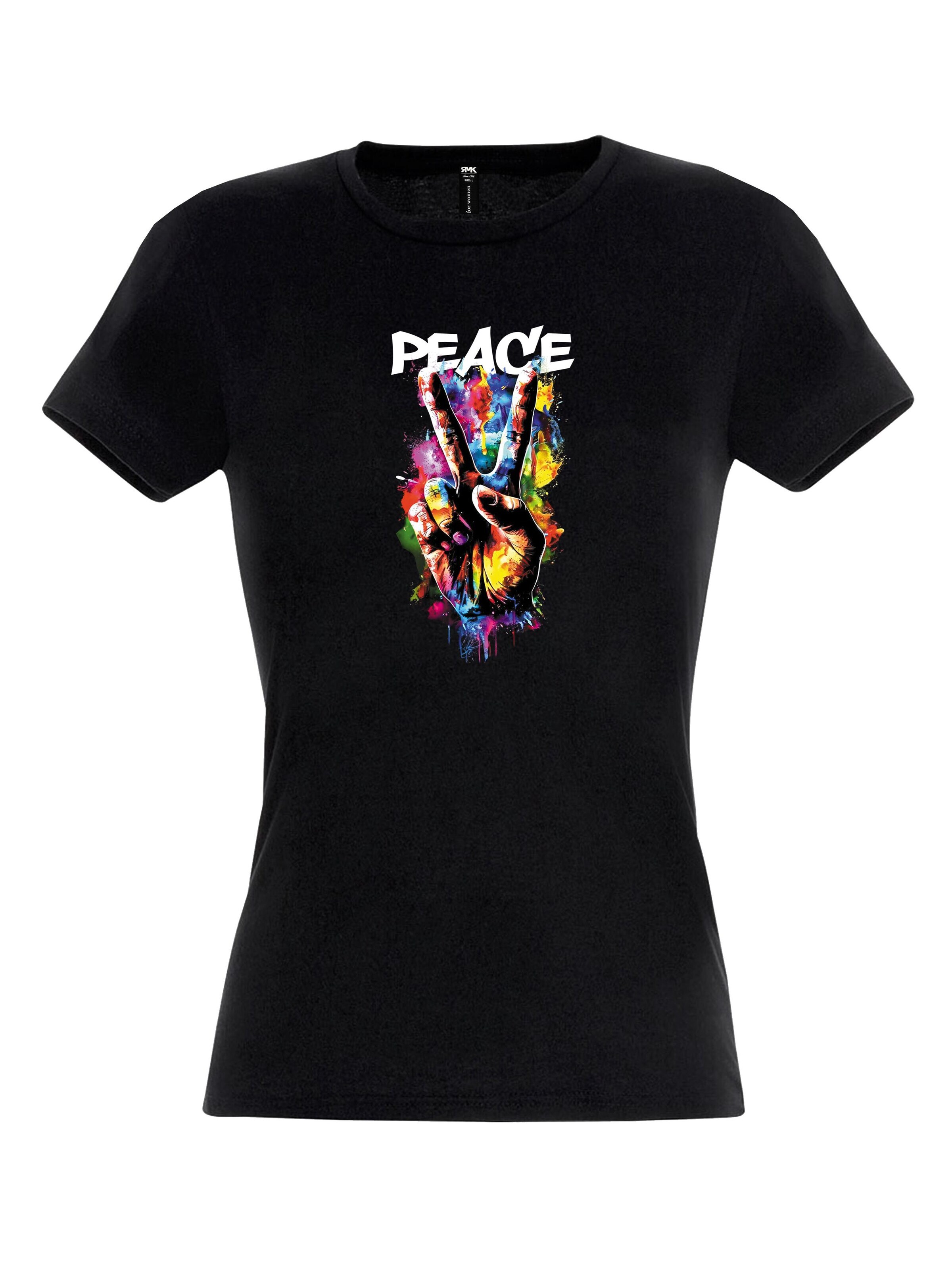RMK Shirt 'Peace'‌‌‌‌ in Schwarz: Vorderseite